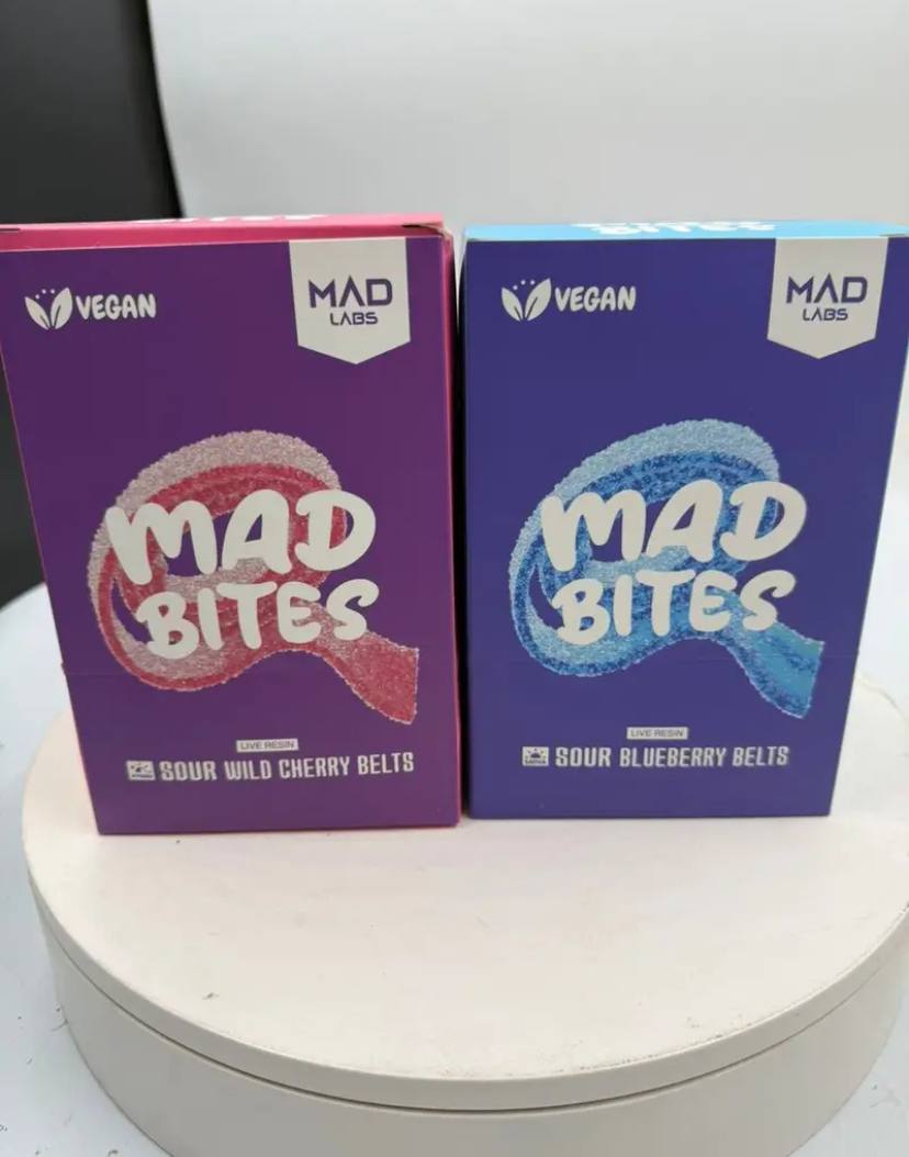 MAD LABS MAD BITES SOUR BELT GUMMIES 2000MG THC MAD LABS MAD BITES SOUR BELT GUMMIES 2000MG THC