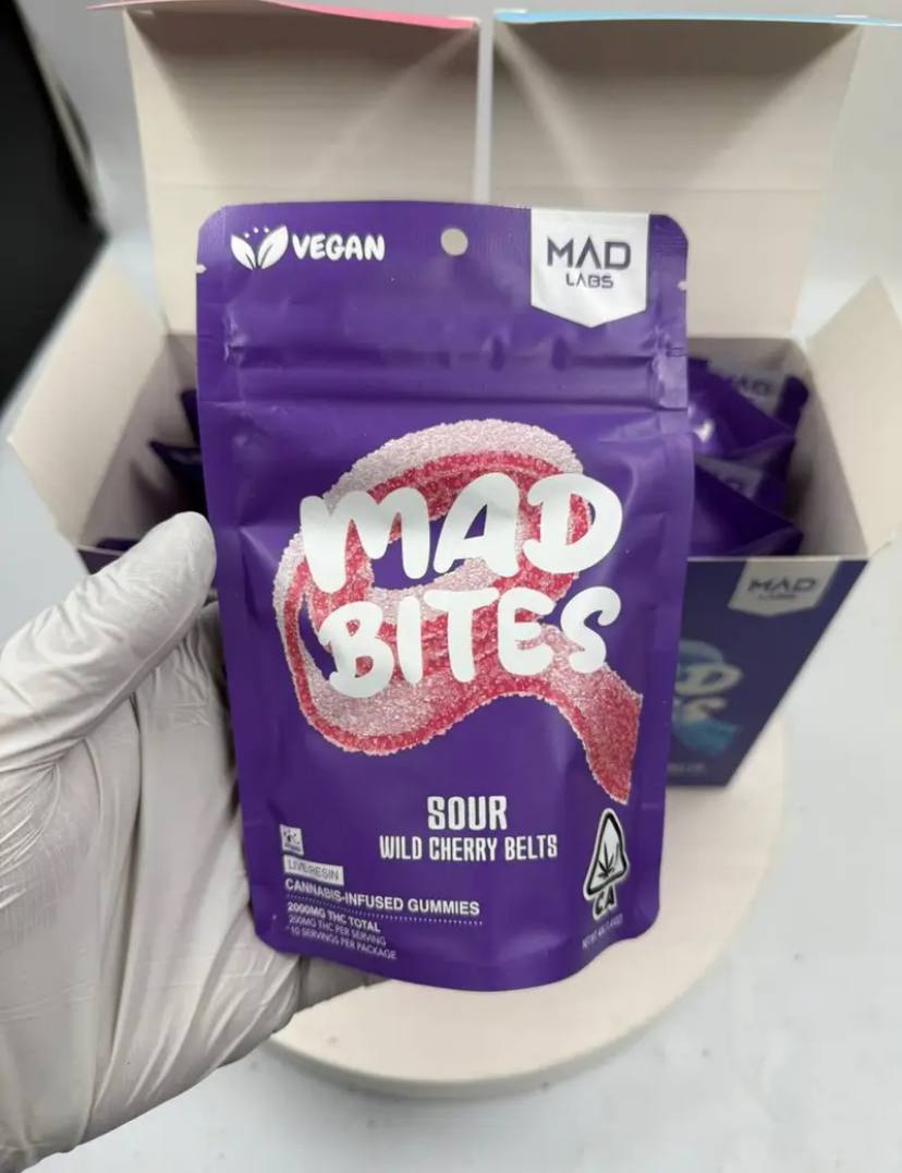 MAD LABS MAD BITES SOUR BELT GUMMIES 2000MG THC MAD LABS MAD BITES SOUR BELT GUMMIES 2000MG THC